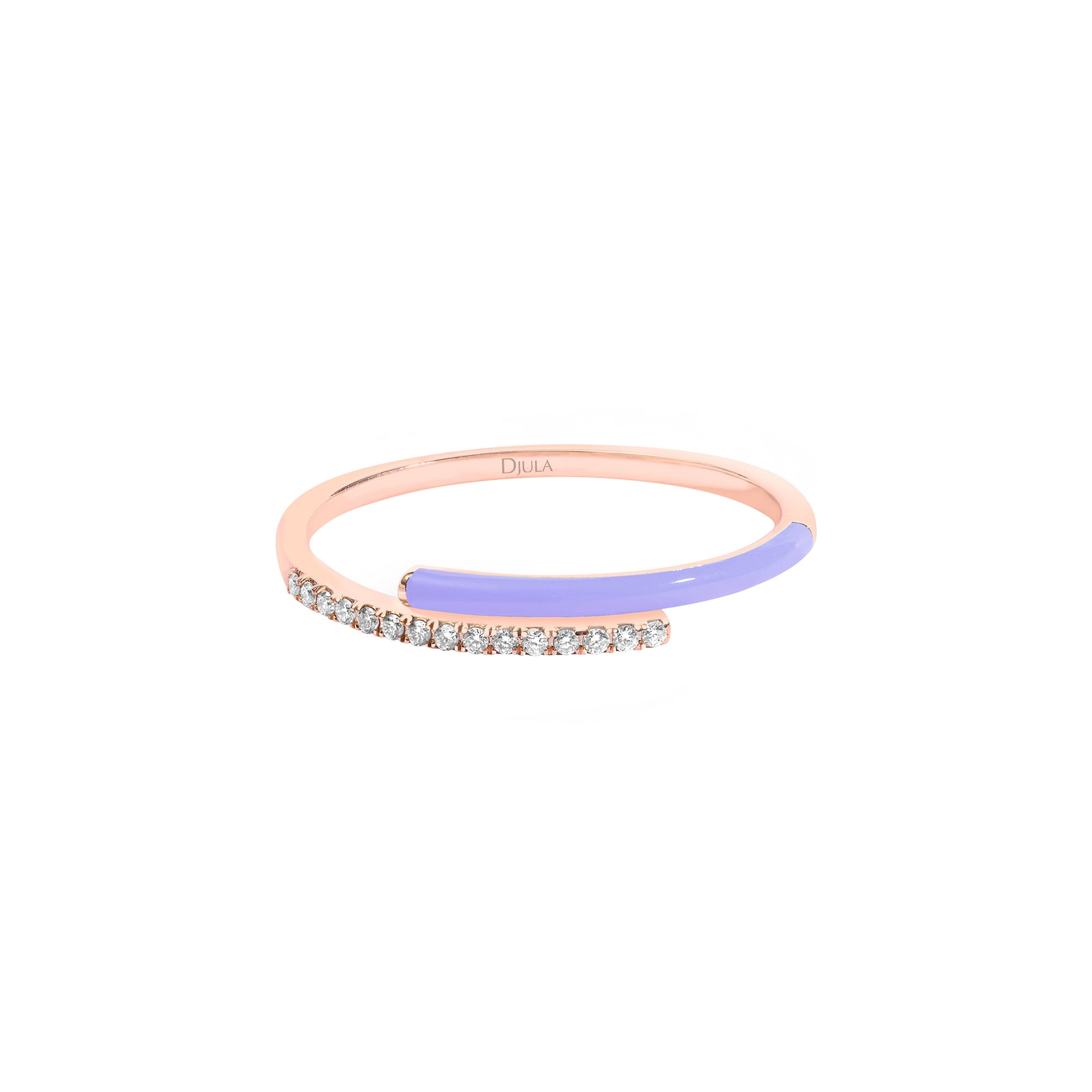 Lilas / Bague Toi et Moi Émail en Or rose 14K sertie de diamants - Lilas