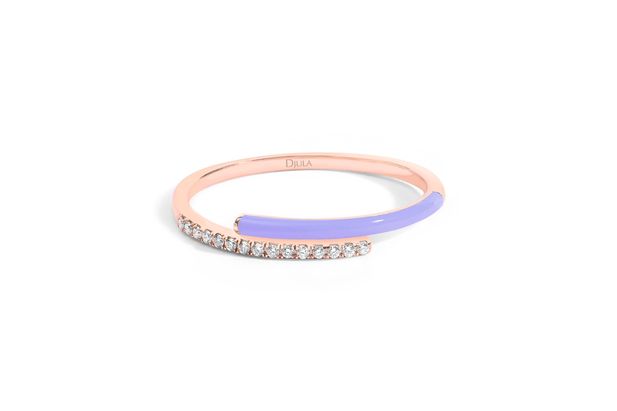 Lilas / Bague Toi et Moi Émail en Or rose 14K sertie de diamants - Lilas