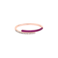 Aubergine / Bague Toi et Moi Émail en Or rose 14K sertie de diamants - Aubergine
