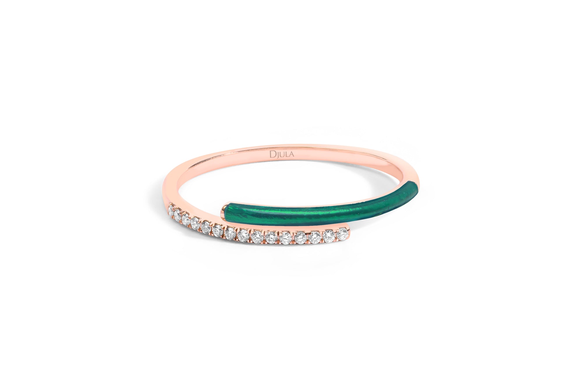 Emeraude / Bague Toi et Moi Marbella en Or rose 14K sertie de diamants - Emeraude