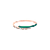 Emeraude / Bague Toi et Moi en Or rose 14K sertie de diamants - Emeraude