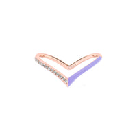 Lilas / Bague V Émail en Or rose 18K sertie de diamants - Lilas