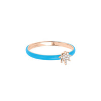 Bleu Turquoise / Bague Feuille en Or rose 14K sertie de diamants - Bleu Turquoise