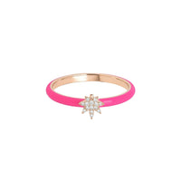 Bague Feuille en Or rose 14K sertie de diamants - Rose fluo
