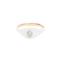 Blanche / Bague Jonc Poire en Or rose 14K sertie de diamants - Blanche