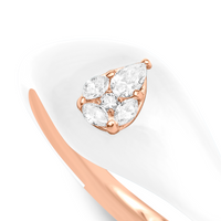 Blanche / Bague Jonc Poire en Or rose 14K sertie de diamants - Blanche