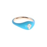 Bleu Turquoise / Bague Poire en Or rose 14K sertie de diamants - Bleu Turquoise