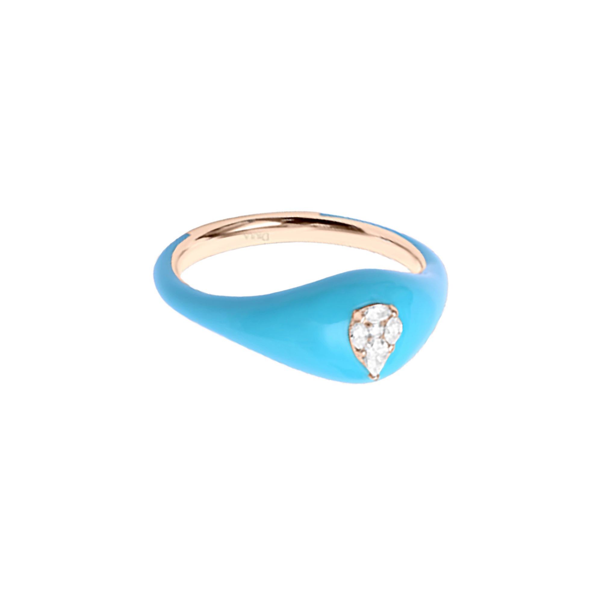Bleu Turquoise / Bague Poire en Or rose 14K sertie de diamants - Bleu Turquoise