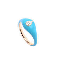 Bleu Turquoise / Bague Art Deco Poire en Or rose 14K sertie de diamants - Bleu Turquoise