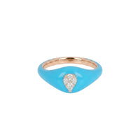 Bague Poire en Or rose 14K sertie de diamants - Bleu Turquoise