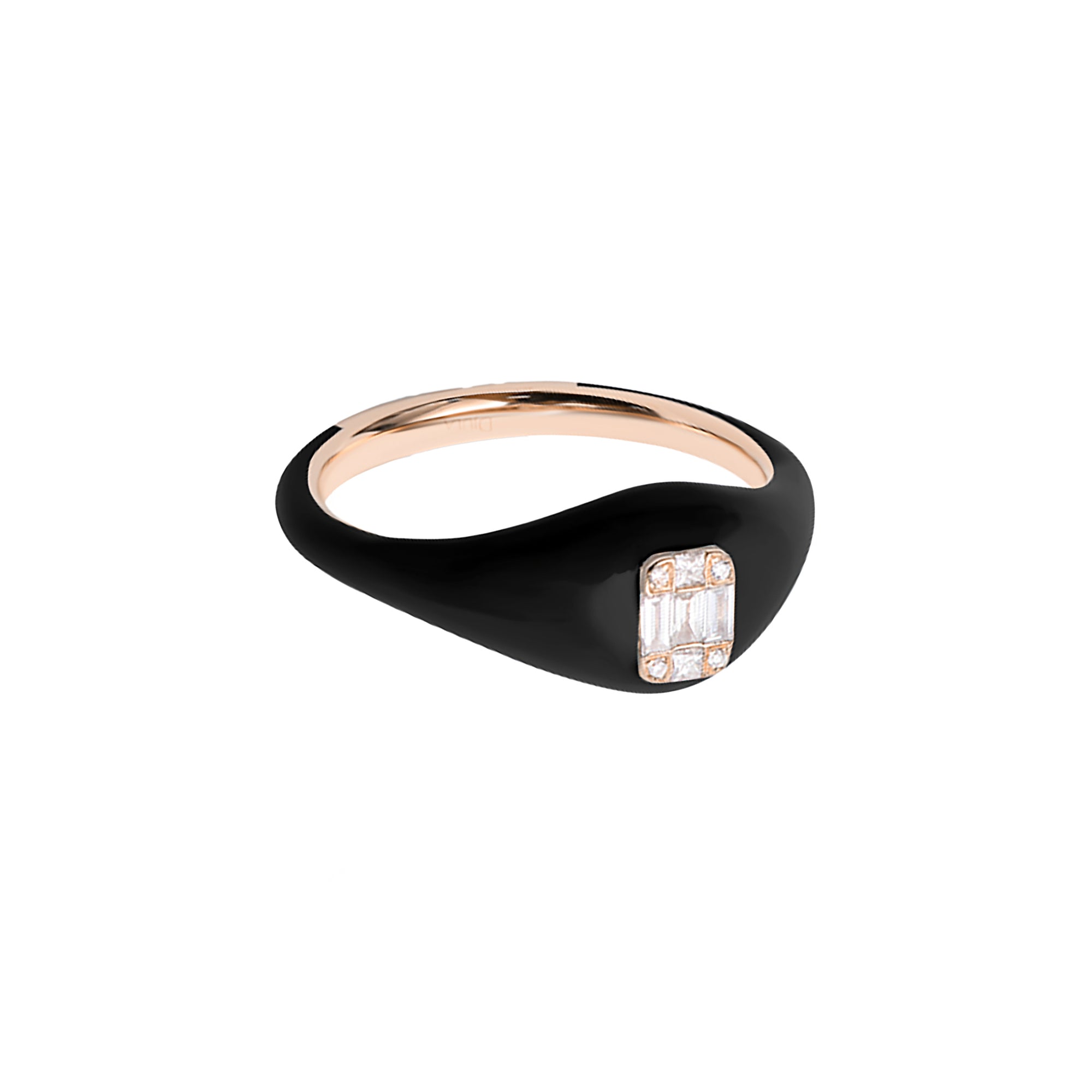 Noir / Bague en Or rose 14K sertie de diamants - Noir