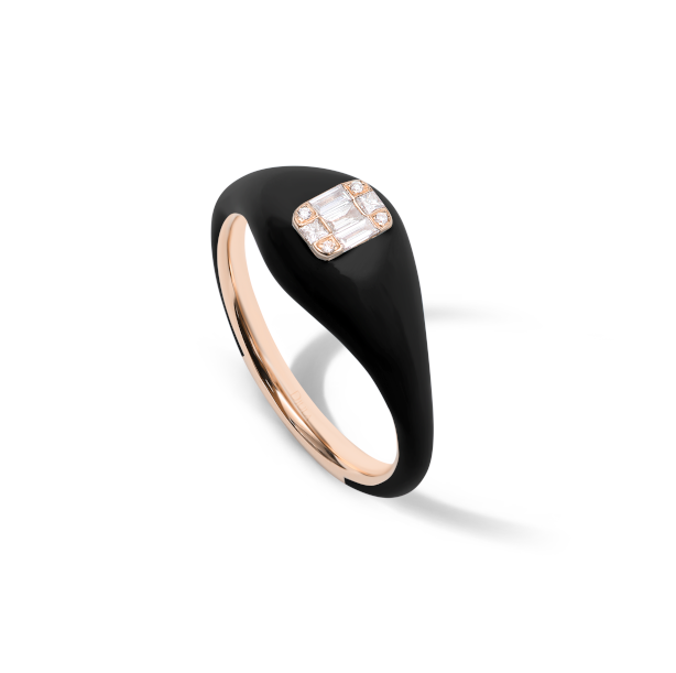 Noir / Bague Marbella en Or rose 14K sertie de diamants - Noir
