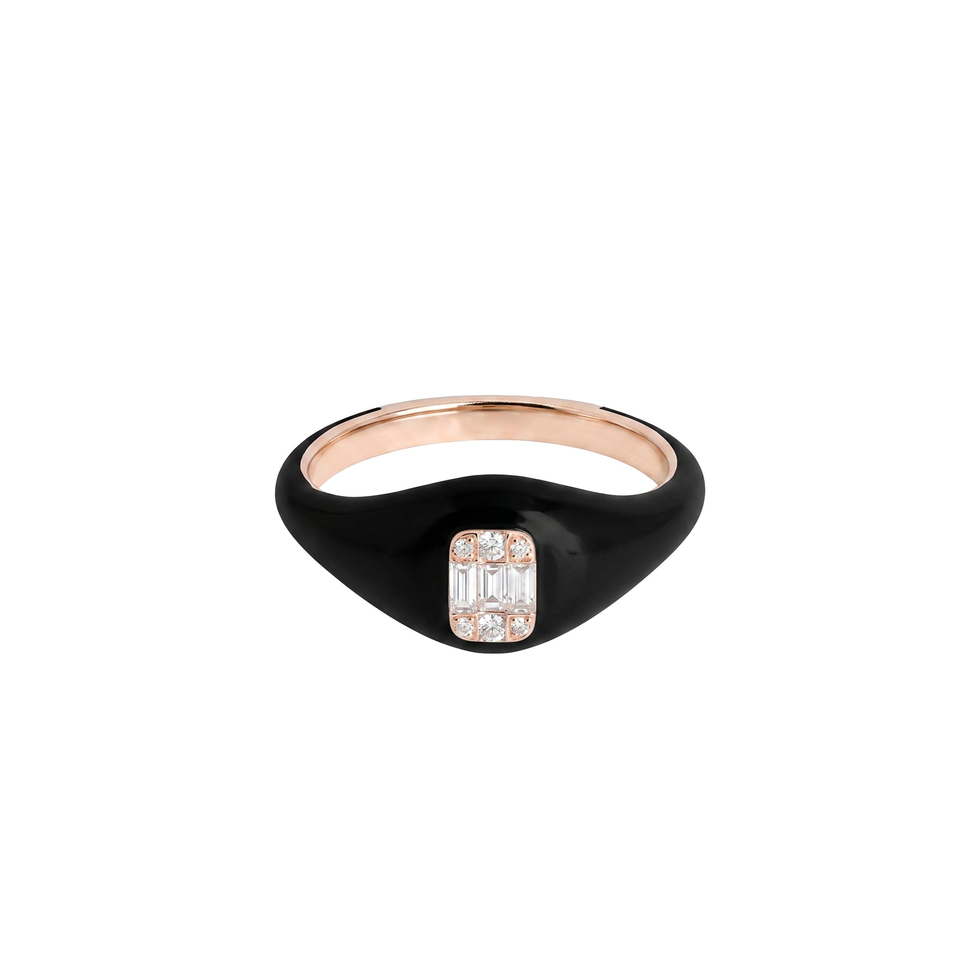 Ring in 14K pink gold set with diamonds - Black