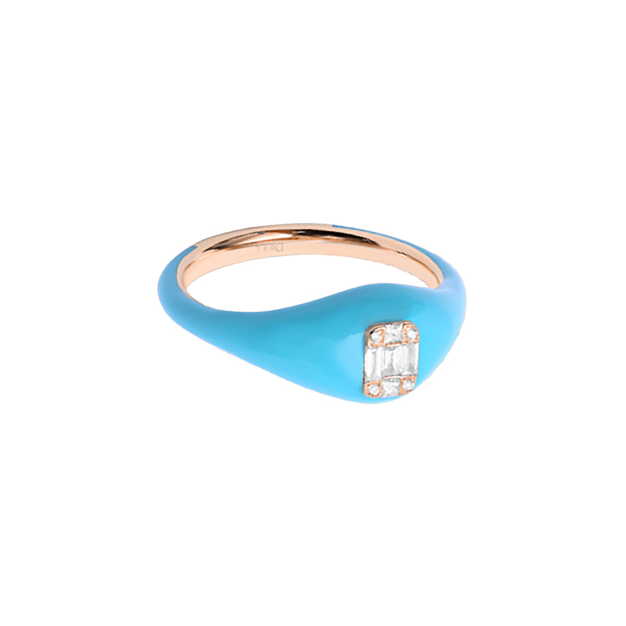 Bleu / Bague en Or rose 14K sertie de diamants - Bleu