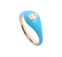 Bleu / Bague Marbella en Or rose 14K sertie de diamants - Bleu