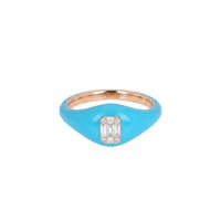 Bague en Or rose 14K sertie de diamants - Bleu