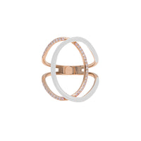 Bague Double C en Or rose 14K sertie de diamants - Blanc