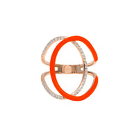 Bague Double C en Or rose 14K sertie de diamants - Orange
