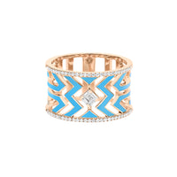 Bleu Turquoise / Bague en Or rose 14K sertie de diamants - Bleu Turquoise