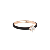 Noir / Bague Feuille en Or rose 14K sertie de diamants - Noir