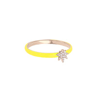 Jaune Fluo / Bague Feuille en Or rose 14K sertie de diamants - Jaune Fluo