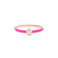 Rose fluo / Bague Poire en Or rose 18K sertie de diamants - Rose fluo