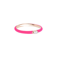 Rose fluo / Bague Baguette en Or rose 14K sertie de diamants - Rose fluo