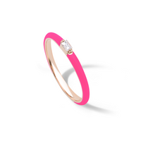 Rose fluo / Bague Baguette en Or rose 14K sertie de diamants - Rose fluo