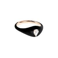 Noir / Bague Poire en Or rose 14K sertie de diamants - Noir