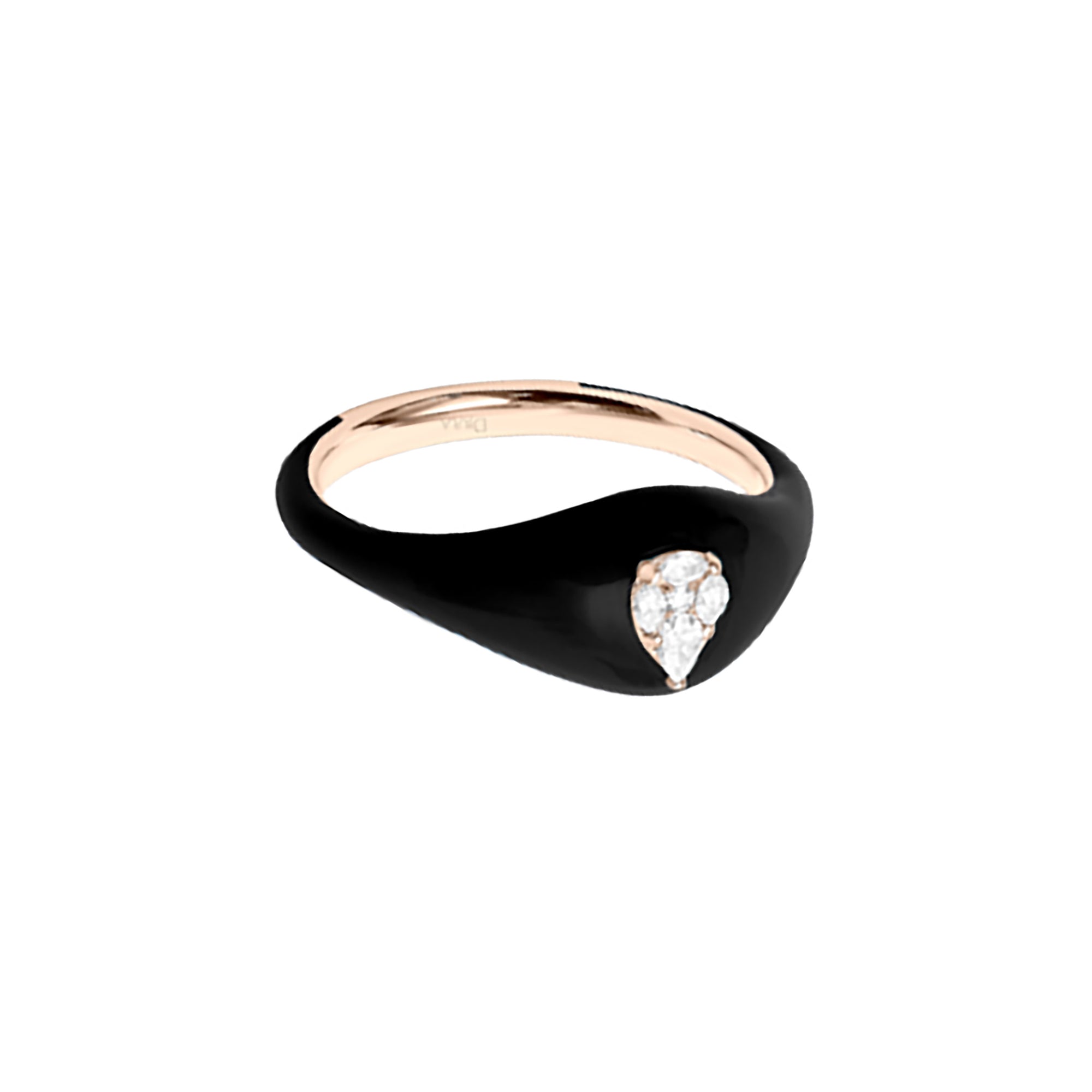 Noir / Bague Poire en Or rose 14K sertie de diamants - Noir