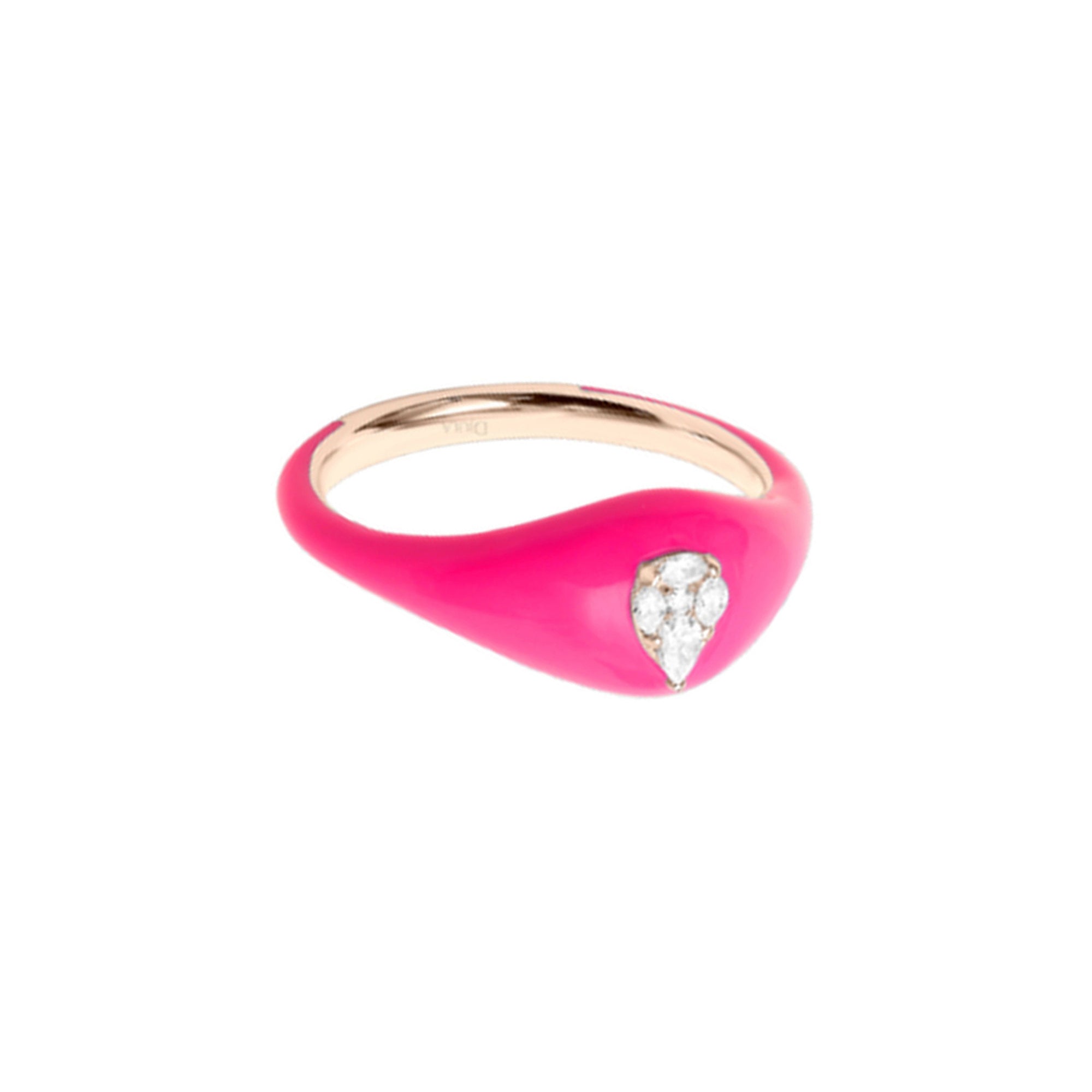 Rose fluo / Bague Poire en Or rose 18K sertie de diamants - Rose fluo