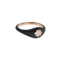 Noir / Bague Feuille en Or rose 14K sertie de diamants - Noir