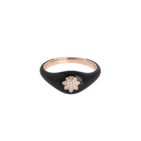 Bague Feuille en Or rose 14K sertie de diamants - Noir