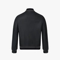 Bomber à col montant en cuir - Noir & Gris