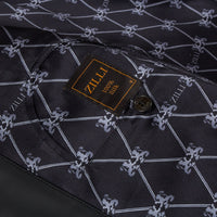 Bomber à col montant en cuir - Noir & Gris