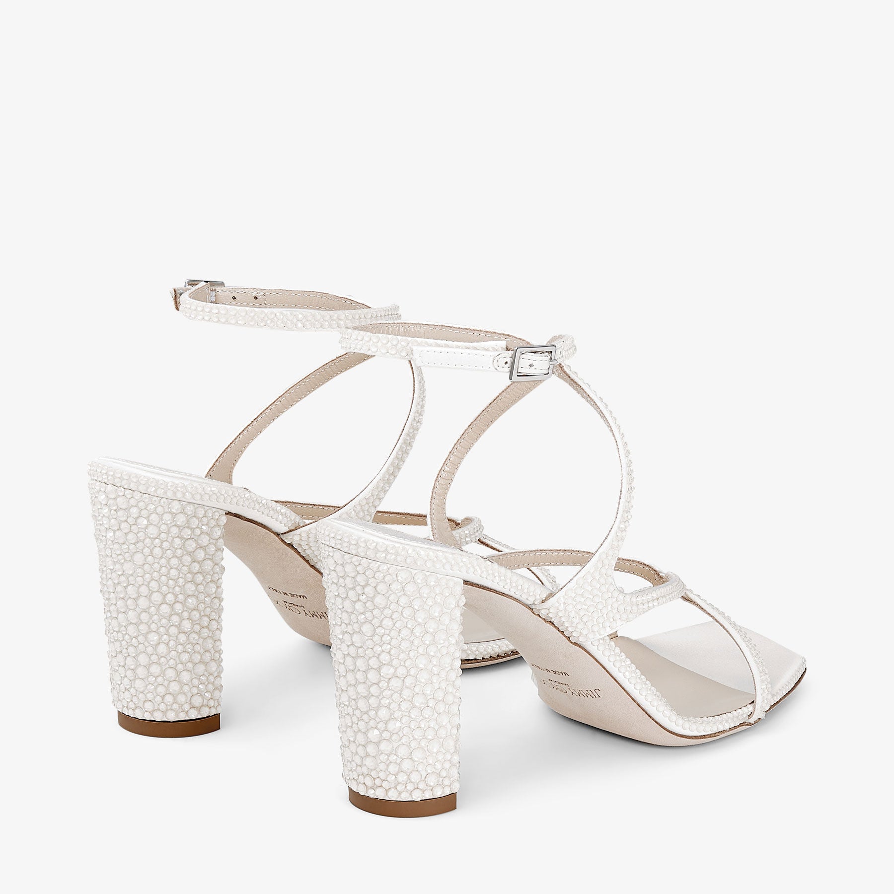 Sandales Azie 85 en satin à cristaux - Ivory & Ignite