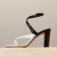 Azie 85 patchwork leather sandals - Latte & Black