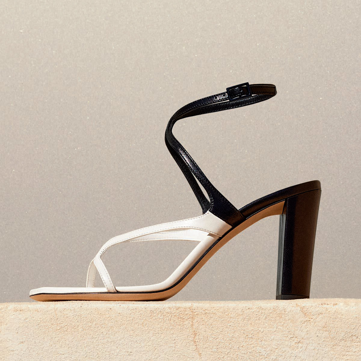 Azie 85 patchwork leather sandals - Latte & Black