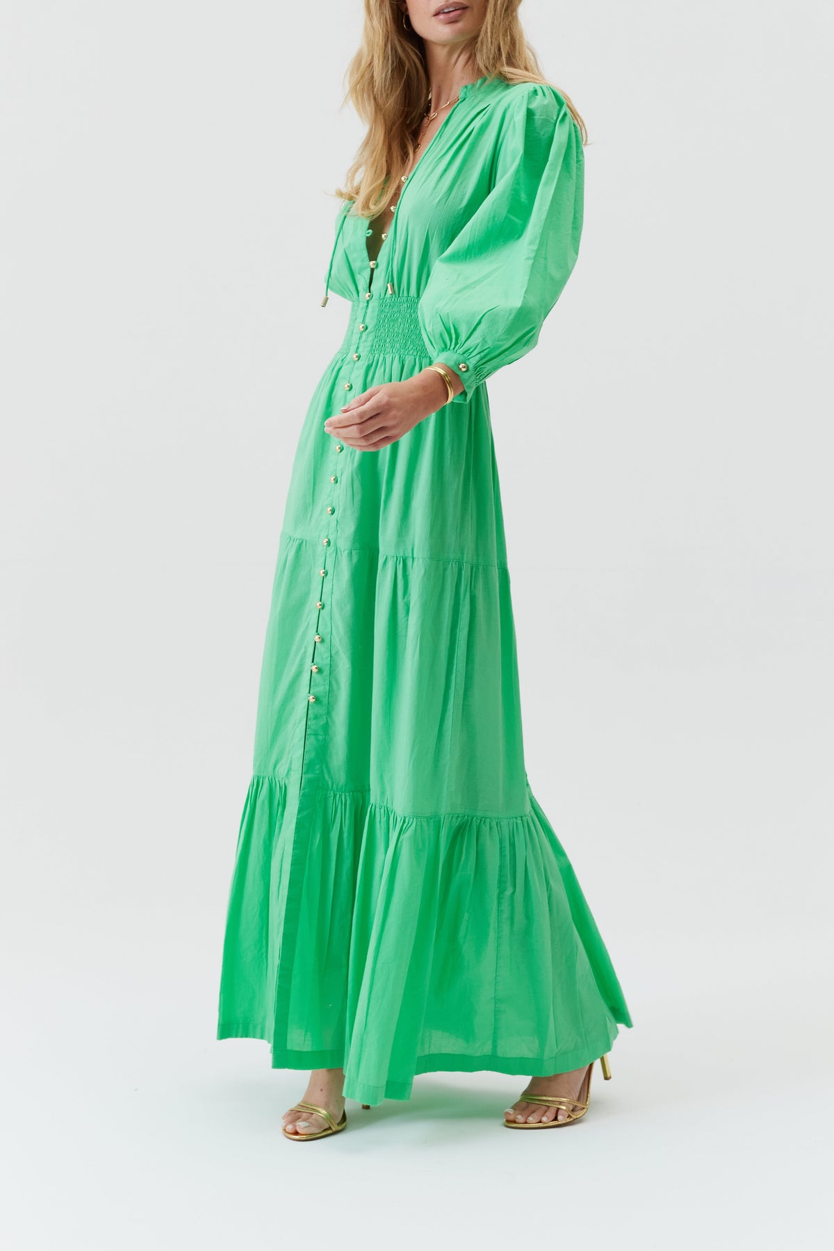 Robe Abigail à boutons - Green