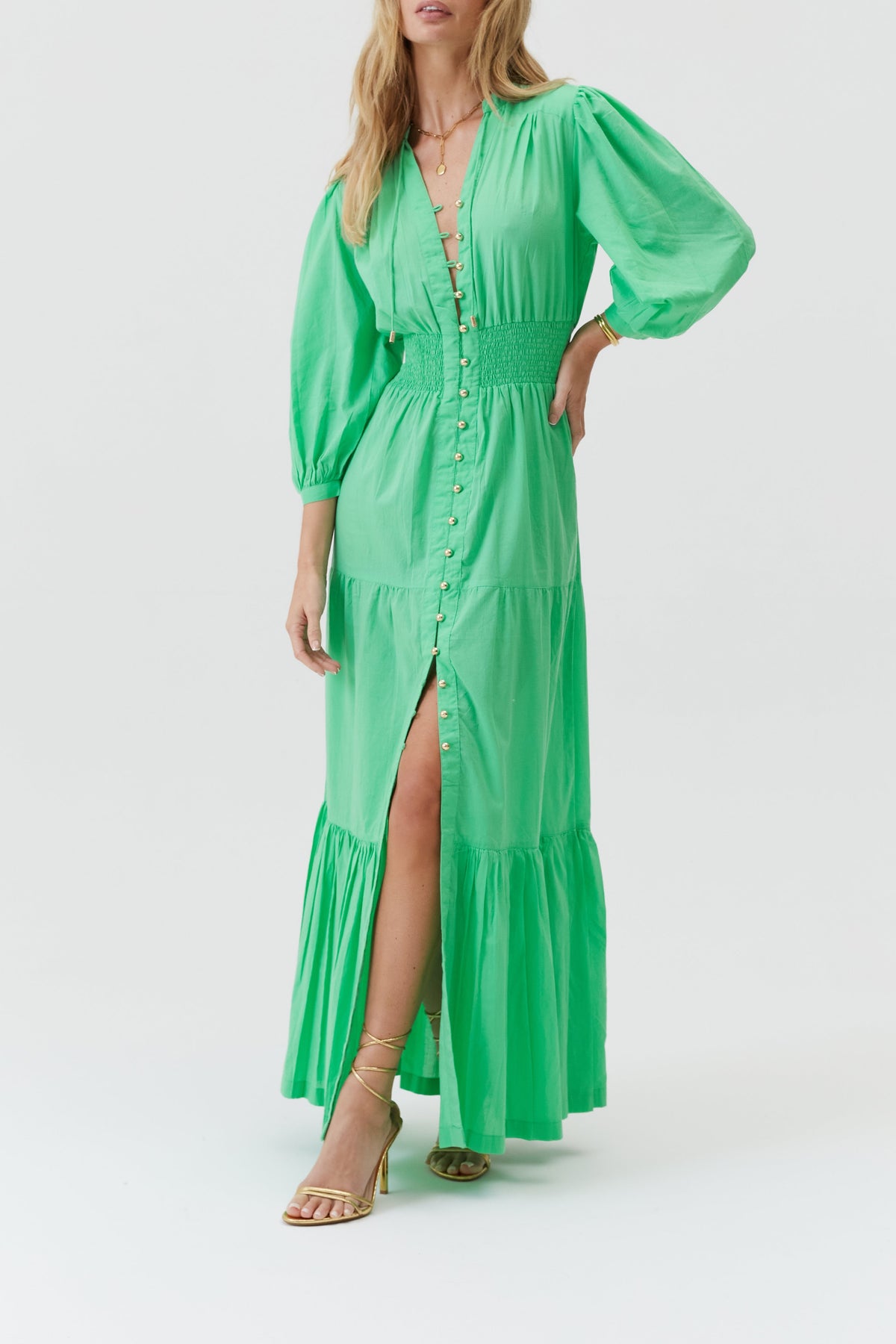 Robe Abigail à boutons - Green