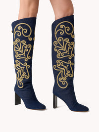Bottes Adriana Wool 90 en denim - Indigo