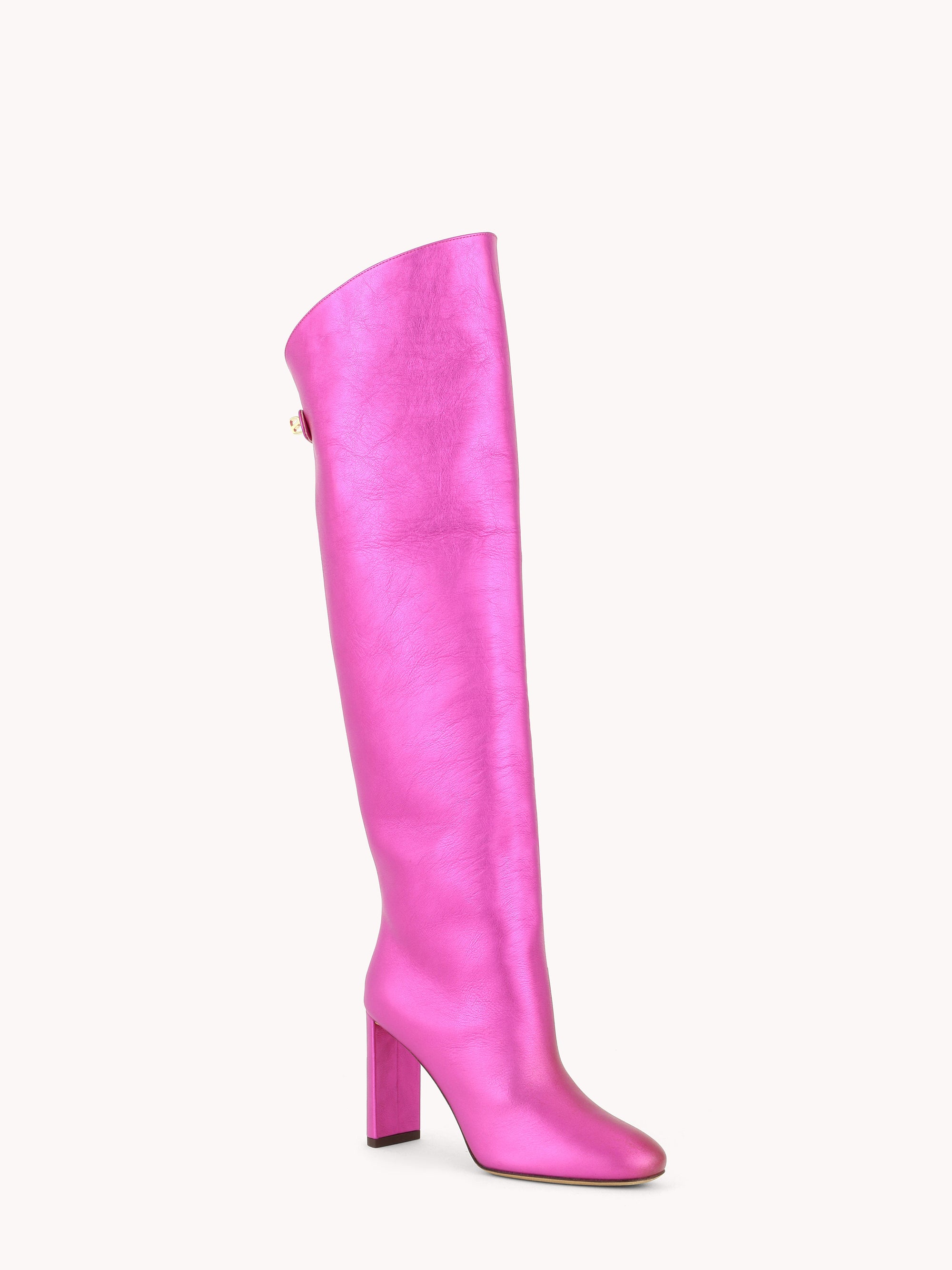 4qty NEW / Bottes Adriana 90 en cuir Nappa métallisé - Pink