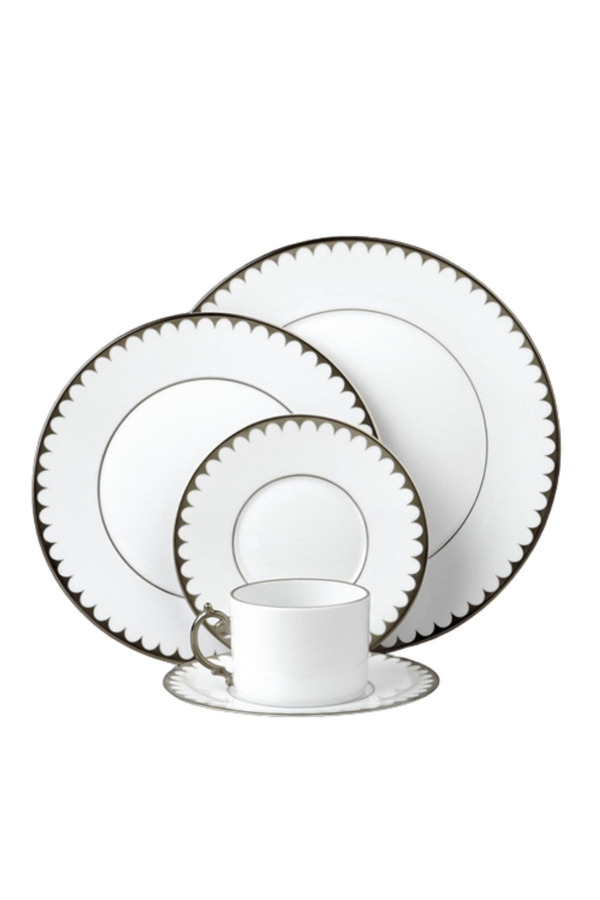 Aegean Filet dessert plate - White & Platinum