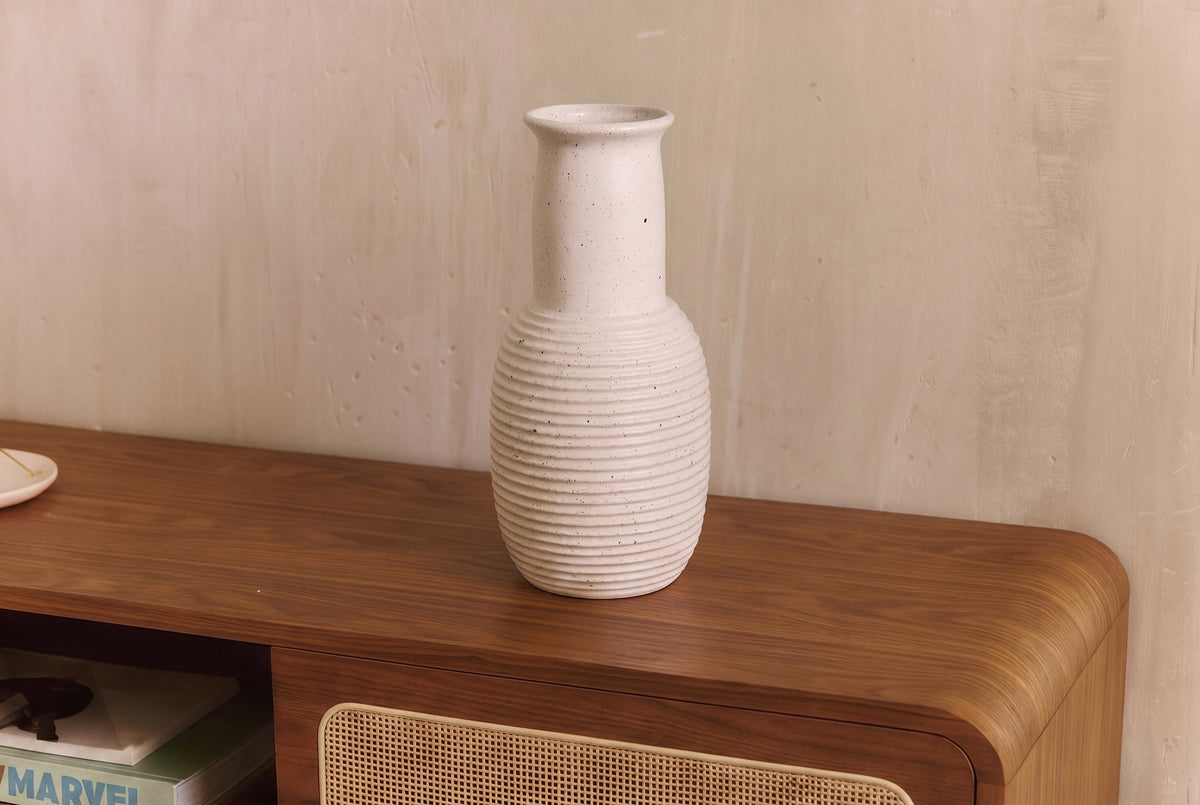Vase Alzirar en céramique tâchetée - Beige