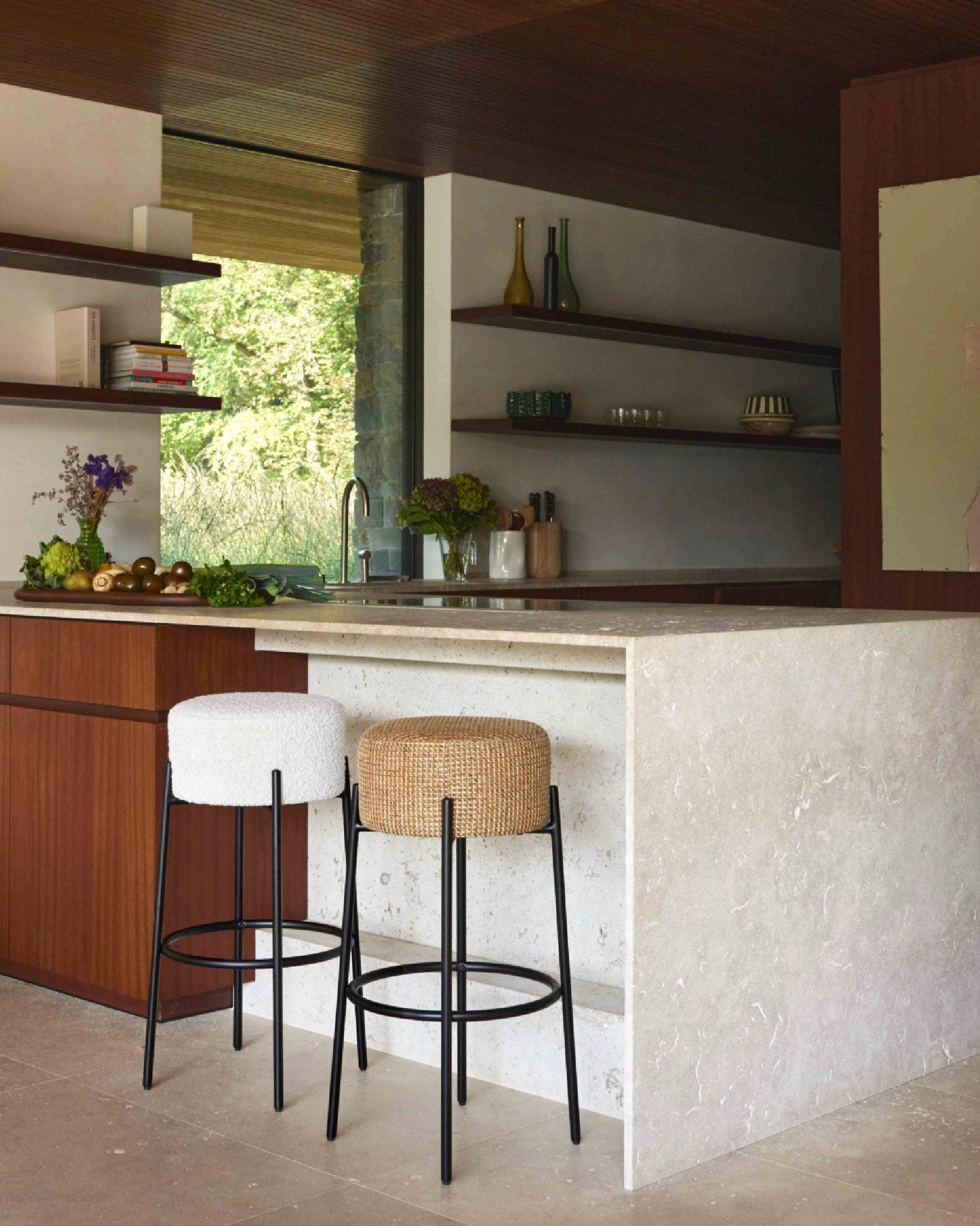 Tabouret de bar Bismi - Tweed jaune Miami
