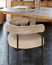 Chaise Arcade en tissu texturé - Jaune moucheté