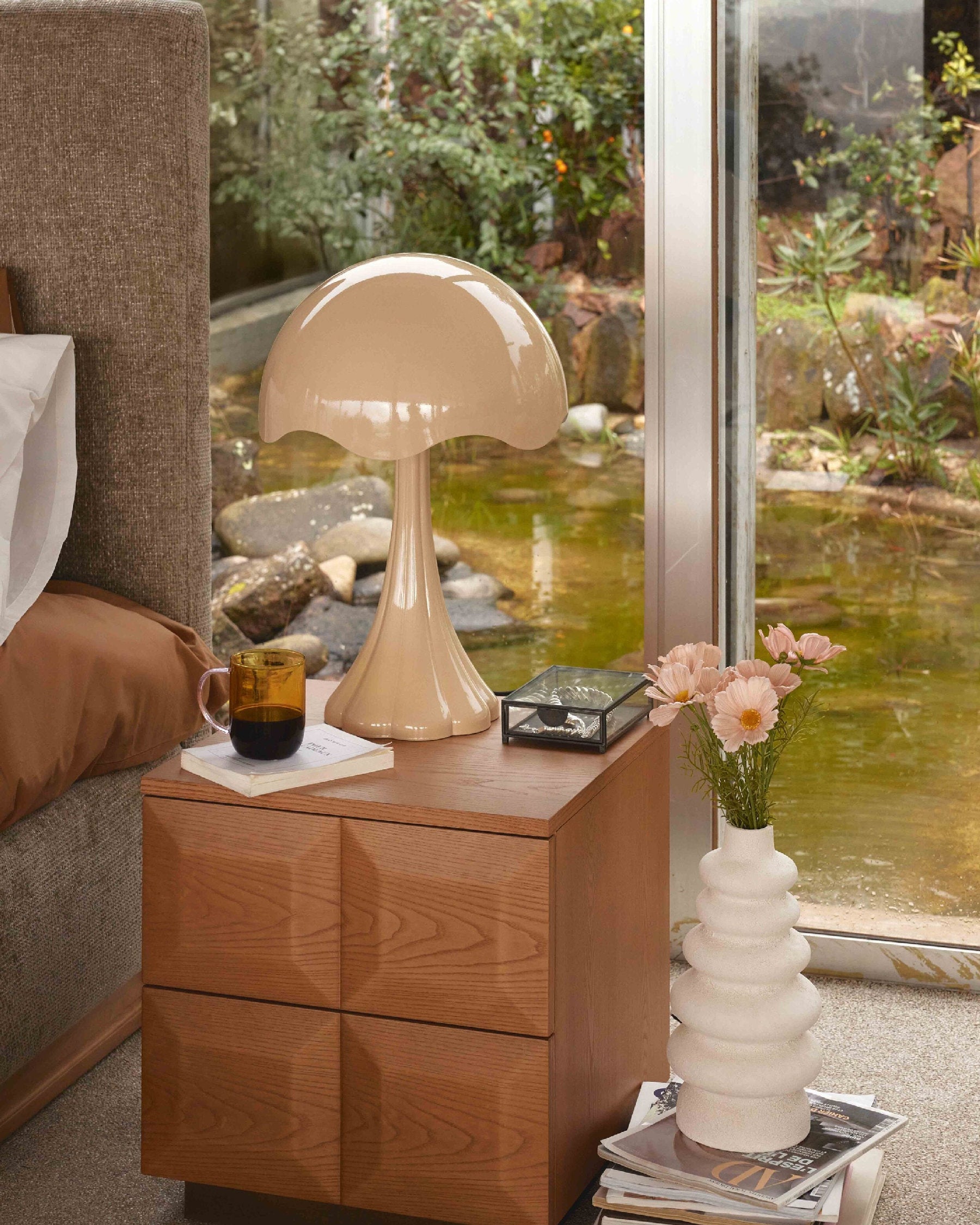 Lampe de table Tulipe brillante - Beige