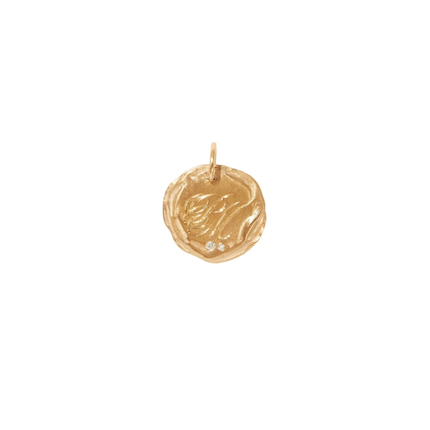 Pendentif Initiale n°4 en or jaune avec diamant - Or jaune & Diamant