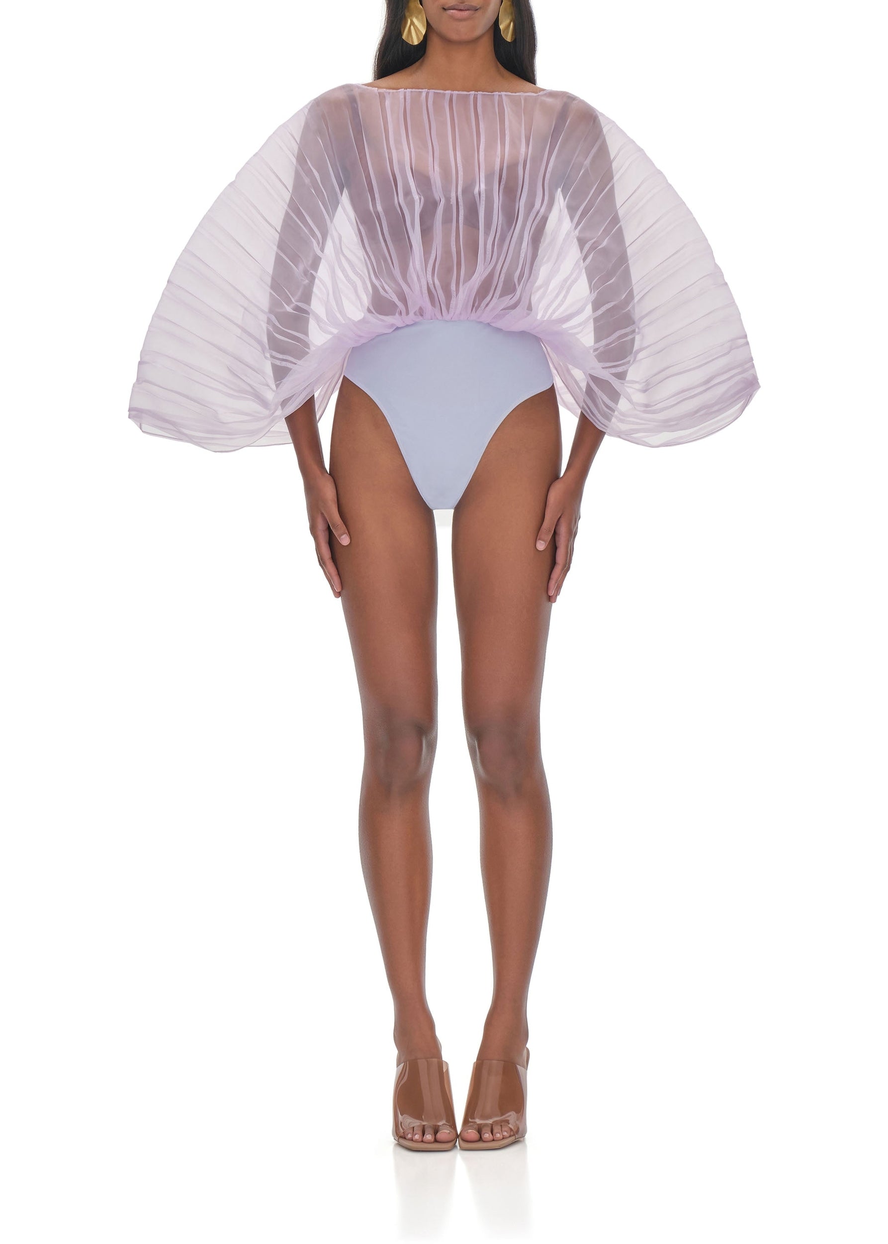 Sombra sculptural draped bodysuit - Lilac