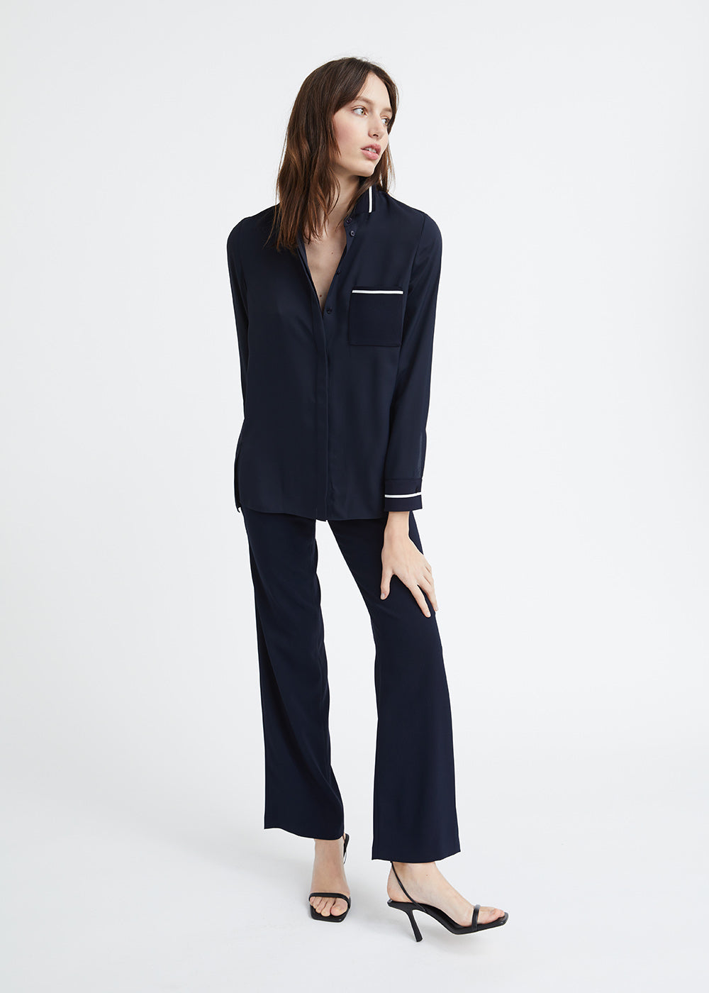 Chemise col tricot - Marine